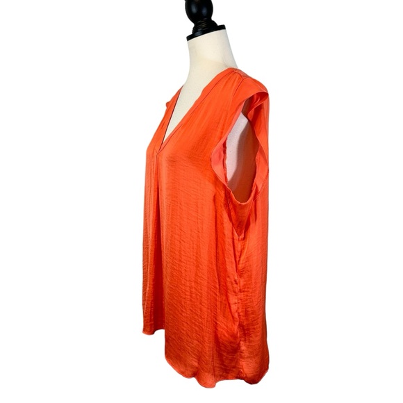 Jones New York Orange Blouse Flutter Sleeve V-Neck, Size XL - Picture 4 of 10